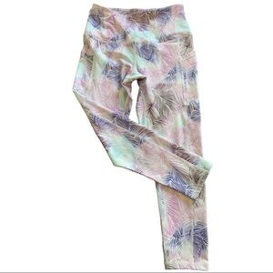 GAIAM White/Pink/Purple WIde Waistband Leggings Size Small EUC #6163
